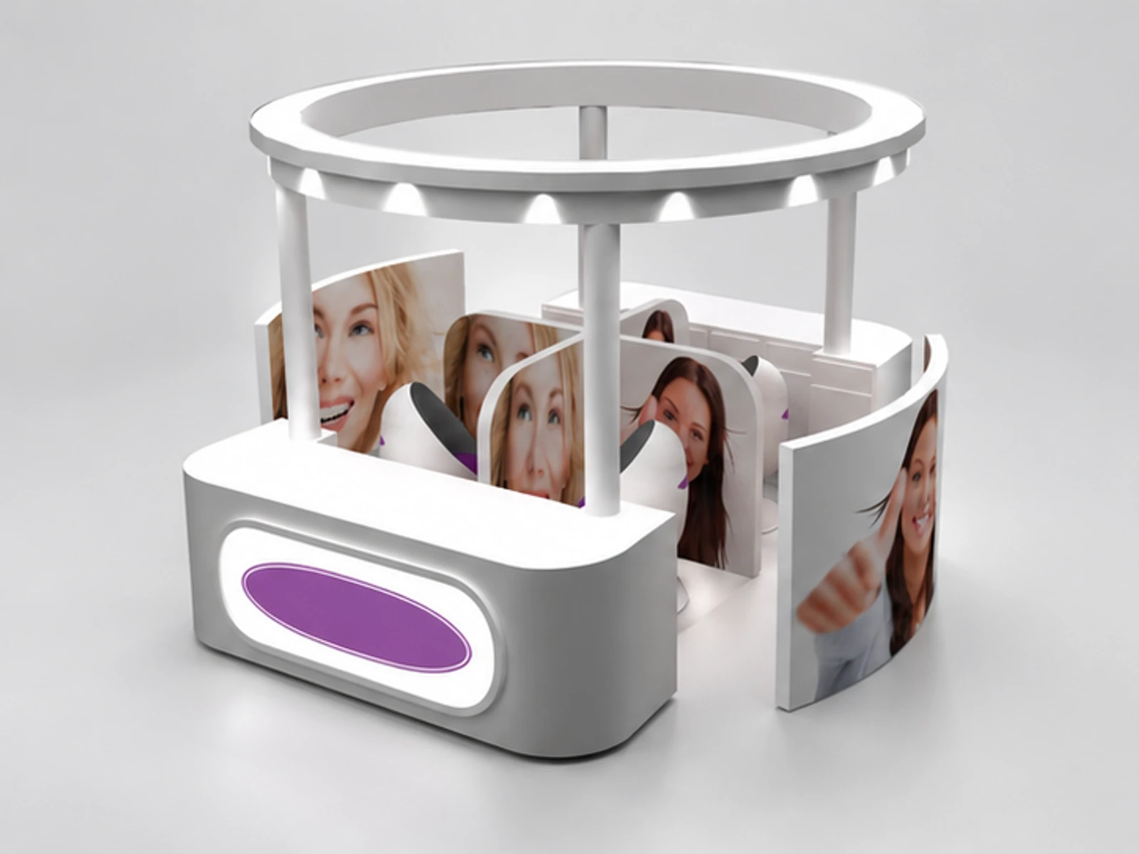 Creative teeth whitening booth dental care kiosk with teeth whitening stations for sale main three-quarter view
