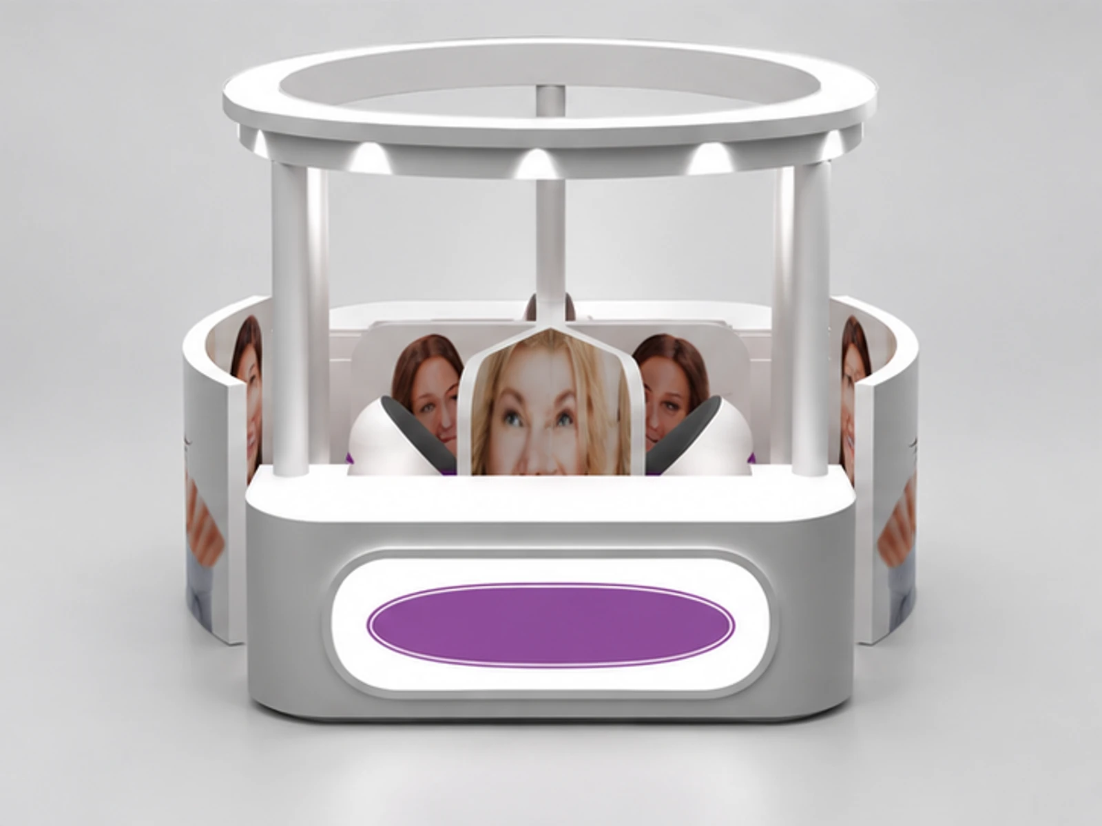 Creative teeth whitening booth dental care kiosk with teeth whitening stations for sale customer-facing service and display view