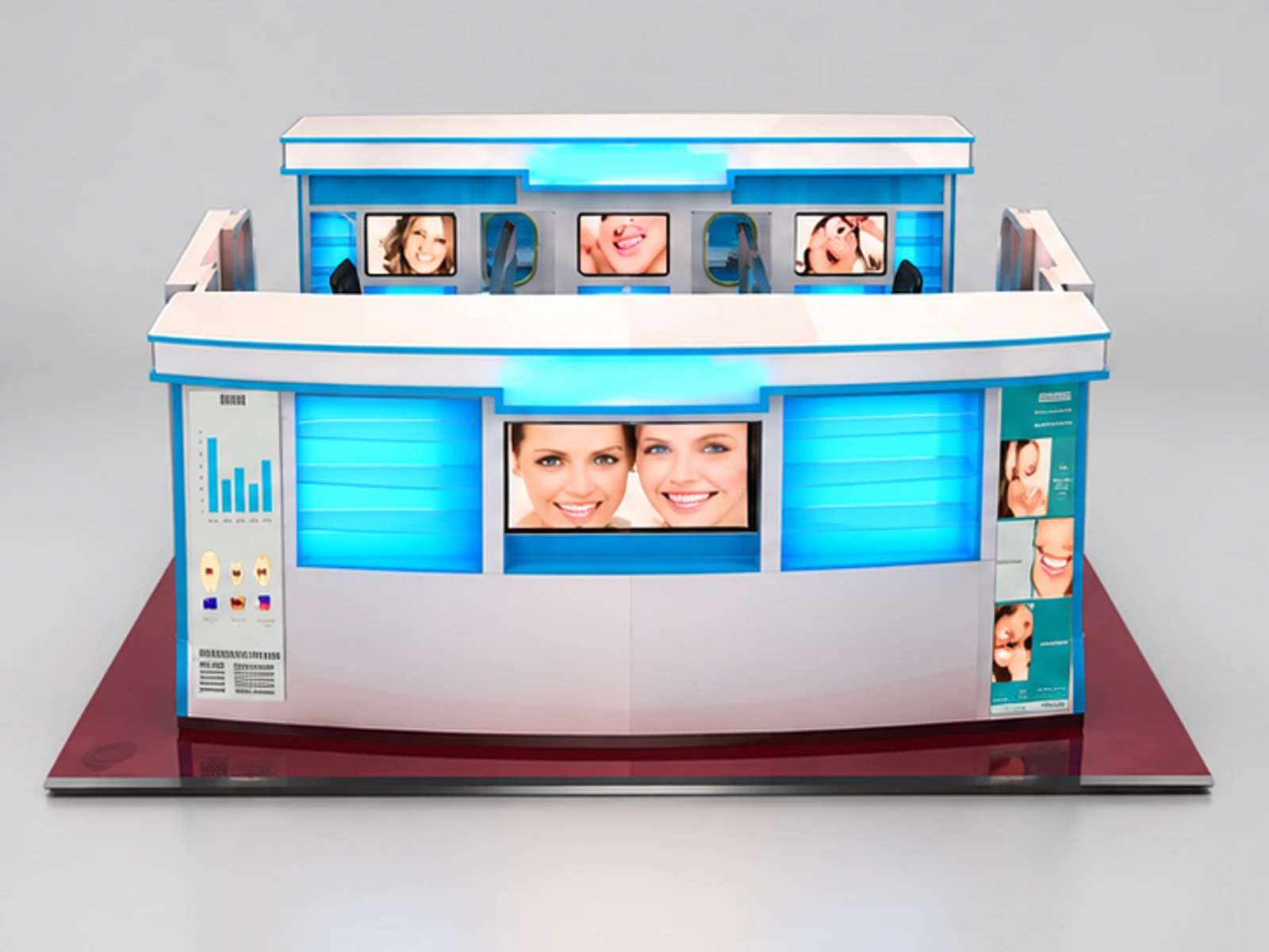 Dental care kiosk | Teeth whitening display booth customer-facing service and display view