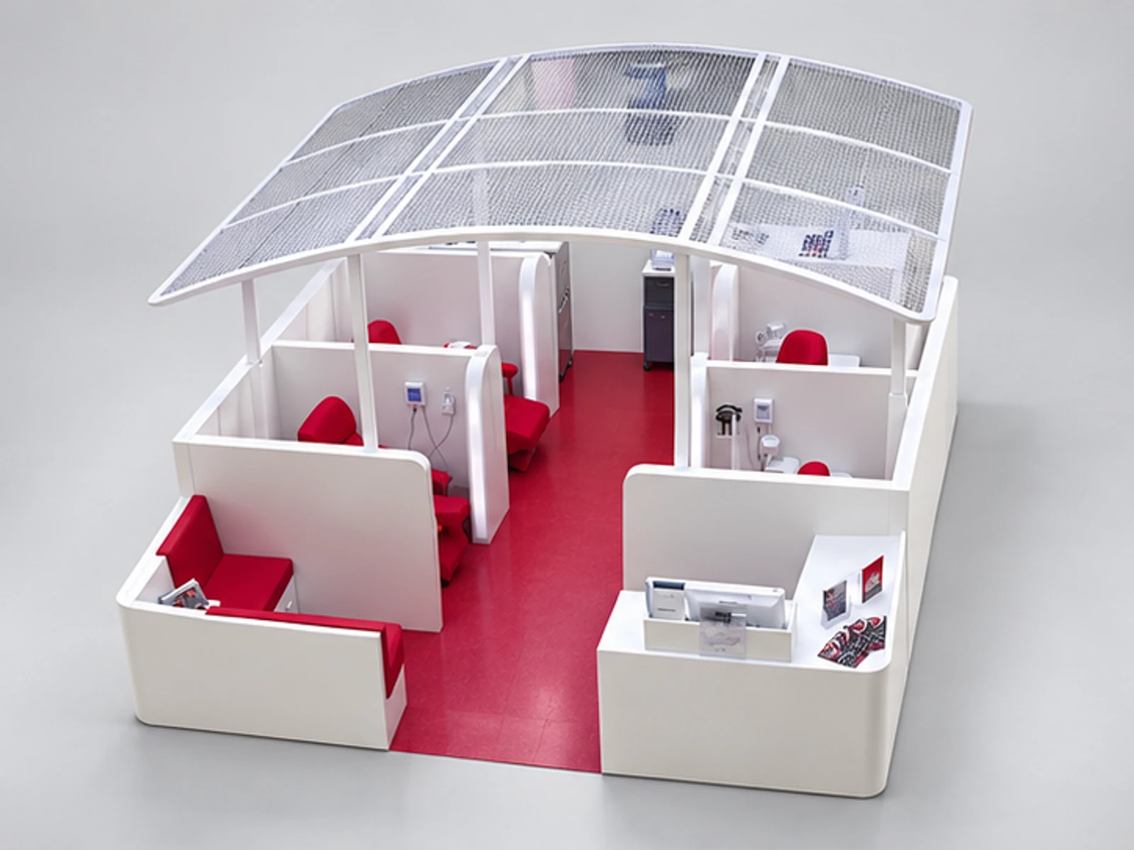 Functional smile lounge teeth whitening kiosk dental care booth used in mall main three-quarter view