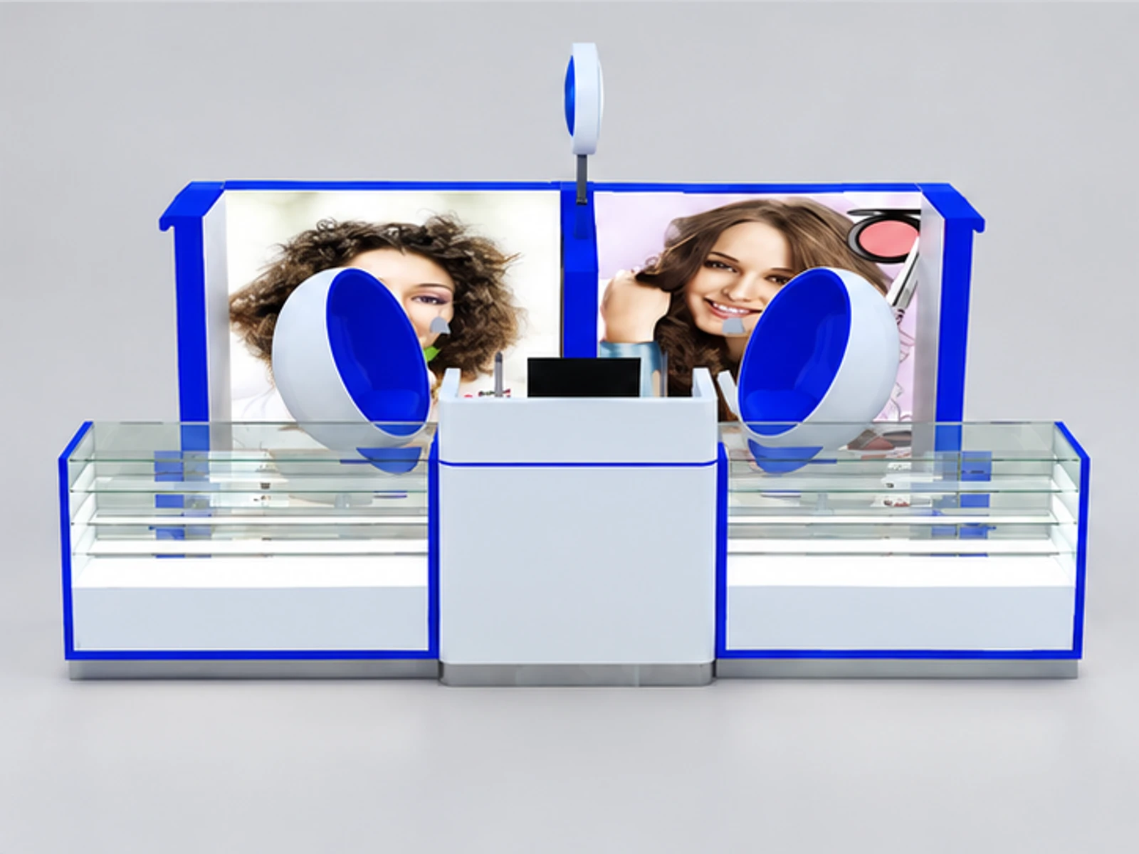 Modern design for mall teeth whitening display kiosk customer-facing service and display view