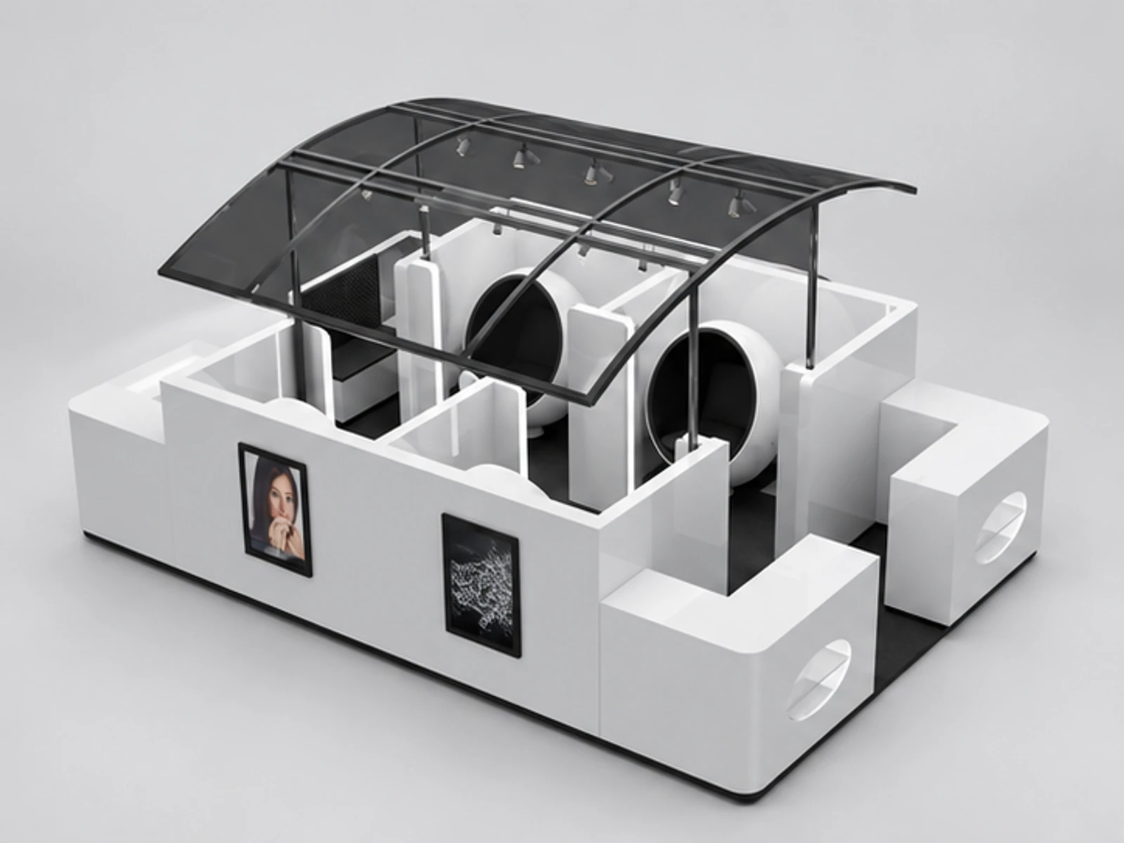 Most modern teeth whitening kiosk Dental care booth with egg stations for sale main three-quarter view