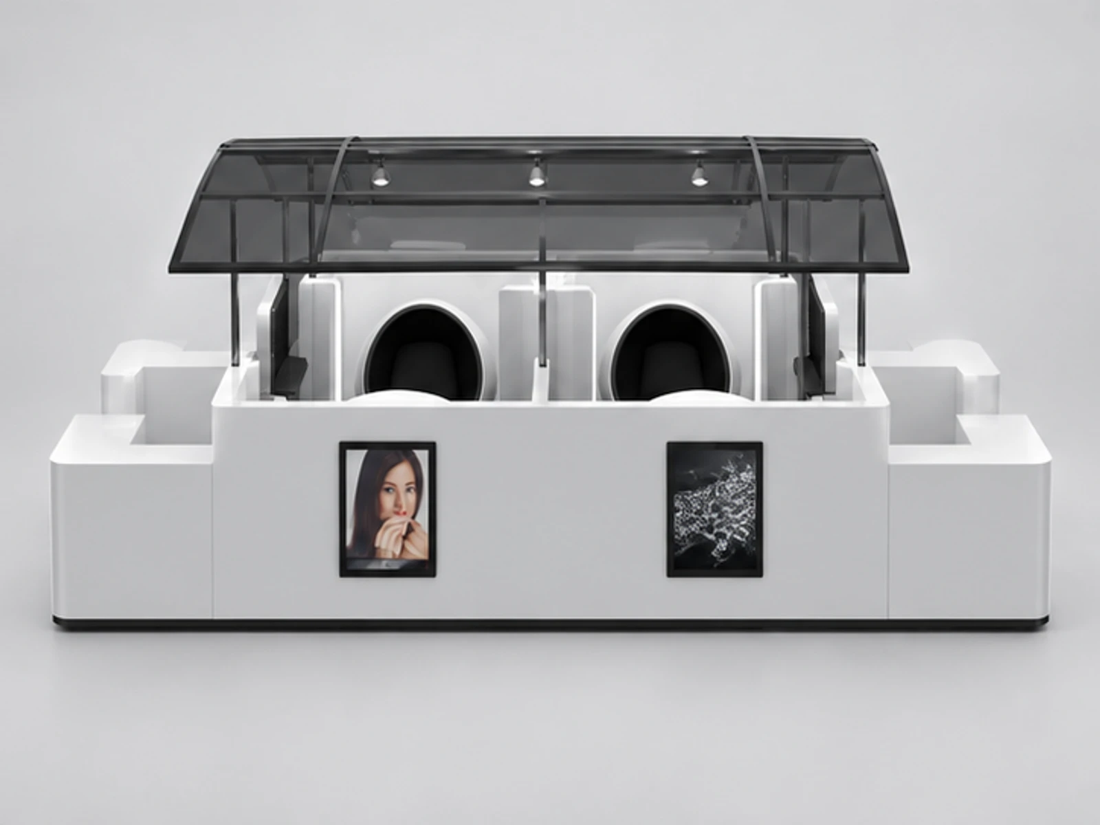 Most modern teeth whitening kiosk Dental care booth with egg stations for sale customer-facing service and display view