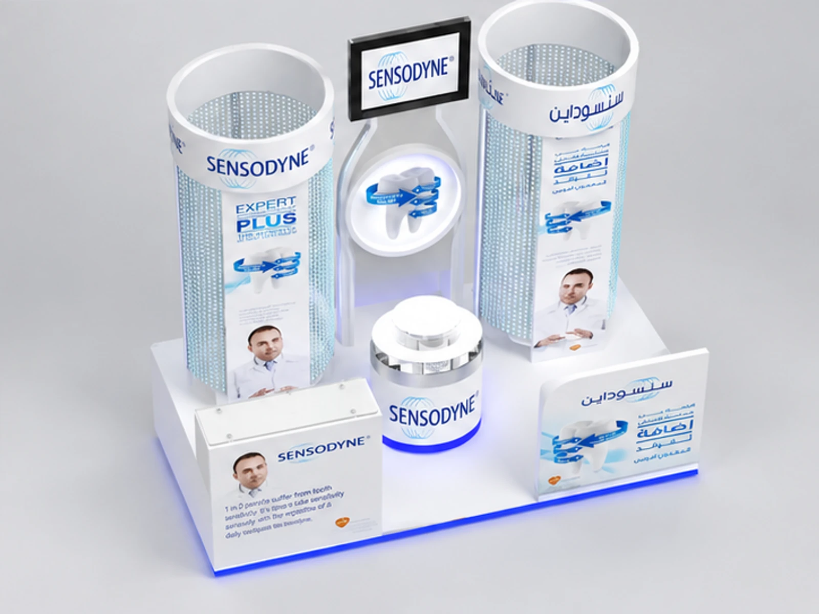 Shopping Mall Dental Care Booth Teeth Whitening Kiosk For Trade Show staff-side equipment and storage view