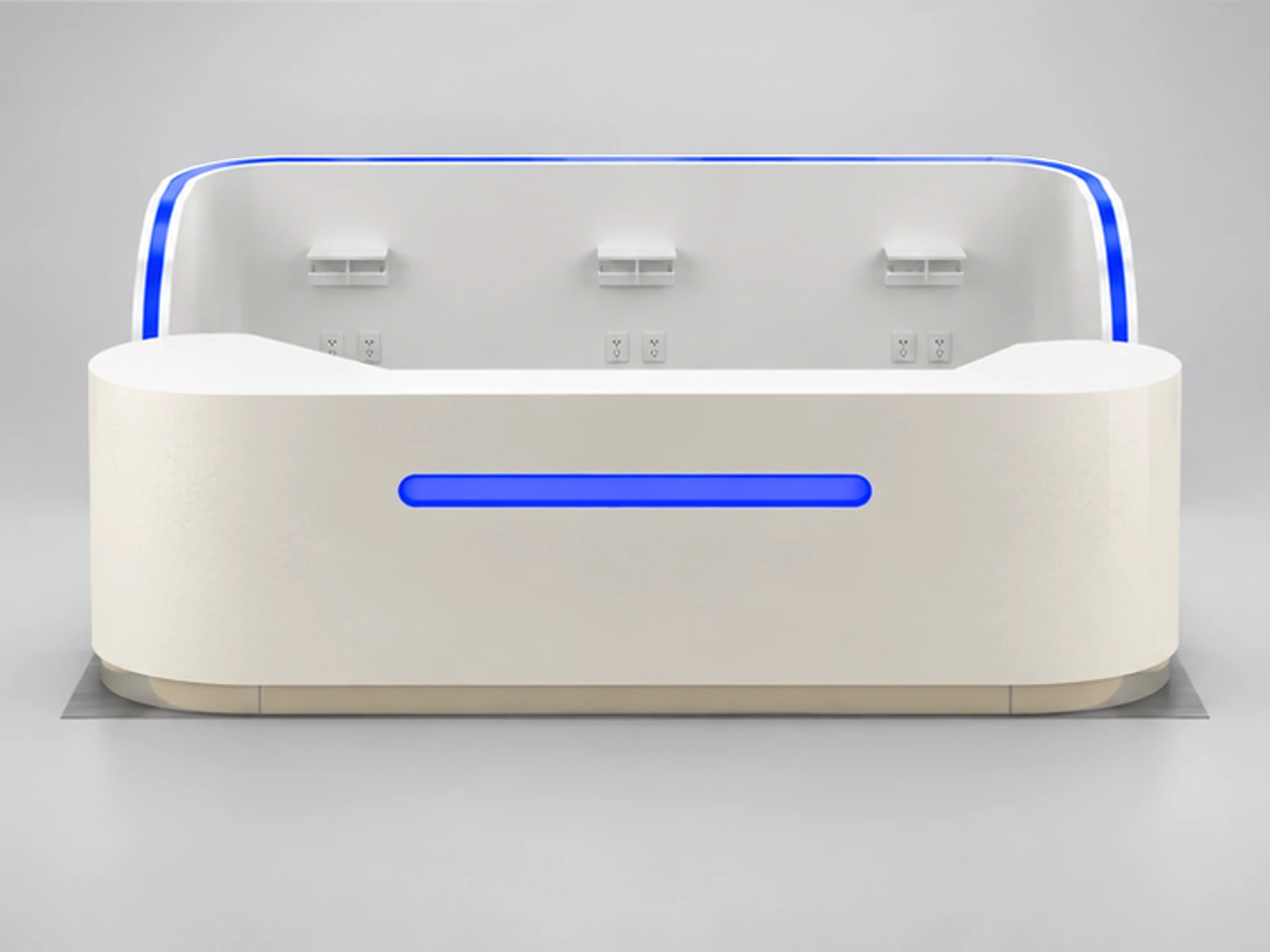 Teeth whitening display kiosk | dental care booth in the mall customer-facing service and display view