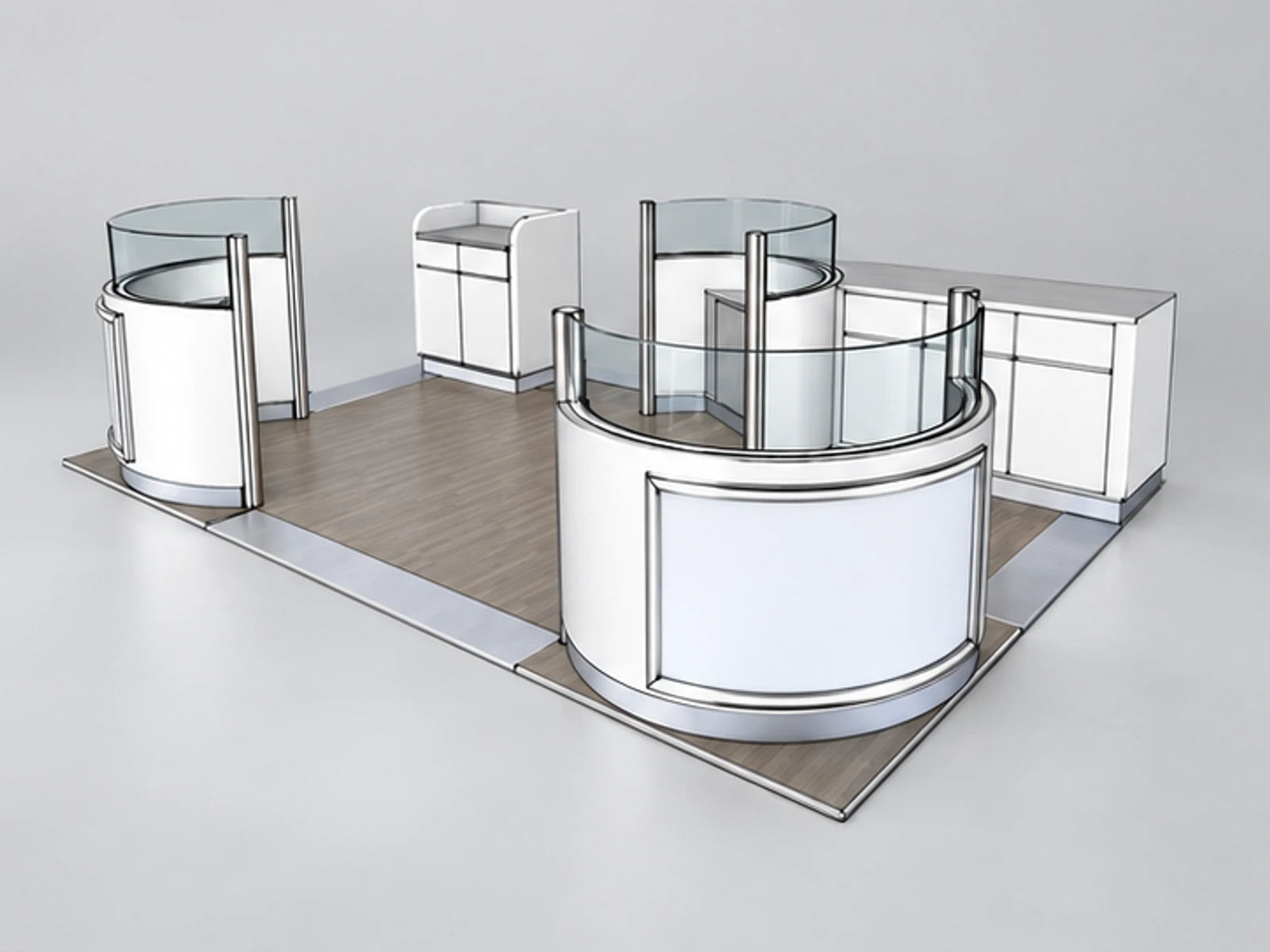 The USA teeth whitening kiosk | shopping mall teeth care stand main three-quarter view